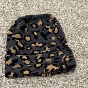 Leopard Print Knit Beanie